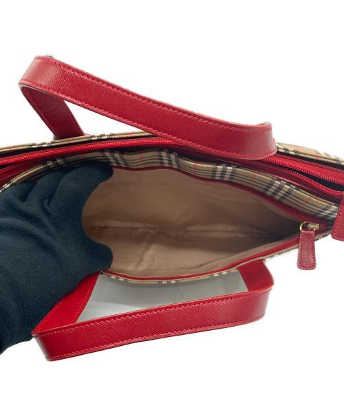 BURBERRY（バーバリー）BURBERRY (バーバリー) トートバッグ/ノバチェック レッド×ベージュの古着・服飾アイテム