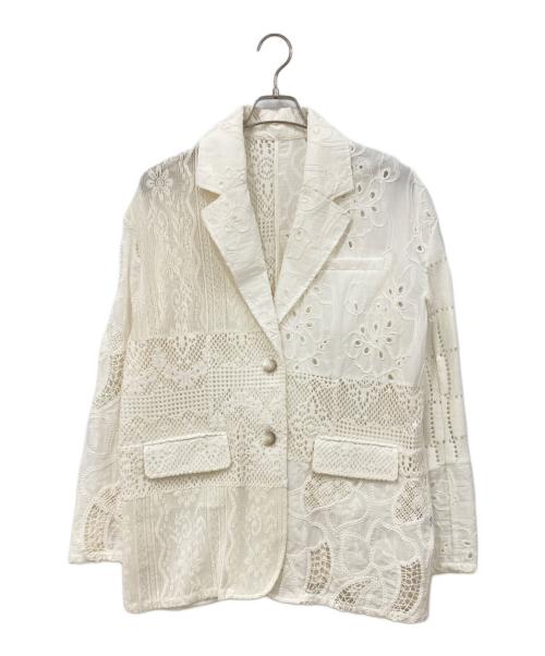 MAISON SPECIAL（メゾンスペシャル）MAISON SPECIAL (メゾンスペシャル) Lace Fabric Docking Jacket ホワイト サイズ:FREEの古着・服飾アイテム