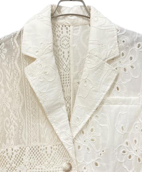 MAISON SPECIAL（メゾンスペシャル）MAISON SPECIAL (メゾンスペシャル) Lace Fabric Docking Jacket ホワイト サイズ:FREEの古着・服飾アイテム