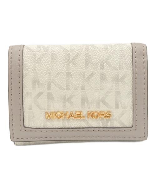 MICHAEL KORS（マイケル・コース）MICHAEL KORS (マイケル・コース) コンパクトウォレット ホワイト×グレーの古着・服飾アイテム