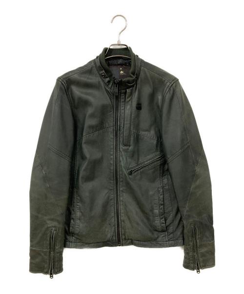 G-STAR RAW（ジースターロゥ）G-STAR RAW (ジースターロゥ) レザージャケット オリーブ サイズ:Mサイズの古着・服飾アイテム