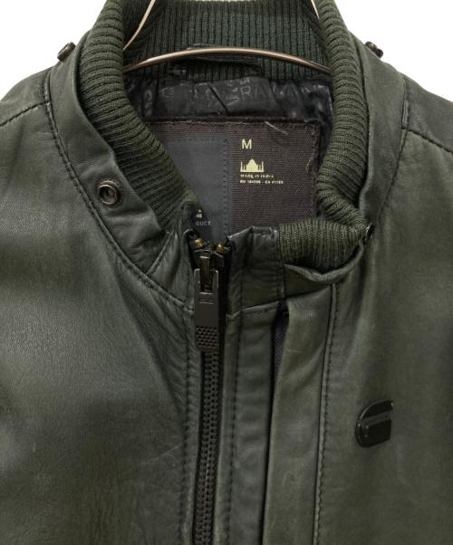 G-STAR RAW（ジースターロゥ）G-STAR RAW (ジースターロゥ) レザージャケット オリーブ サイズ:Mサイズの古着・服飾アイテム