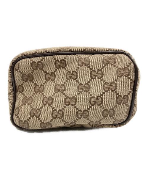 GUCCI（グッチ）GUCCI (グッチ) メイクポーチ ベージュ×ブラウンの古着・服飾アイテム