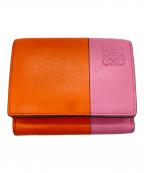 LOEWEロエベ）の古着「トライフォールドウォレット」｜ピンク×オレンジ