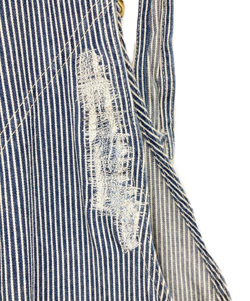 LEE（リー）LEE (リー) ヒッコリーオーバーオール ホワイト×ネイビー サイズ:Mサイズの古着・服飾アイテム