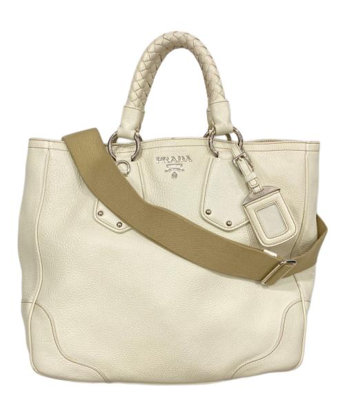 PRADA（プラダ）PRADA (プラダ) 2WAYトートバッグ アイボリーの古着・服飾アイテム