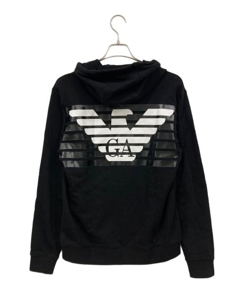 GIORGIO ARMANI（ジョルジョアルマーニ）GIORGIO ARMANI (ジョルジョアルマーニ) プルオーバーパーカー ホワイト×ブラック サイズ:Mサイズの古着・服飾アイテム