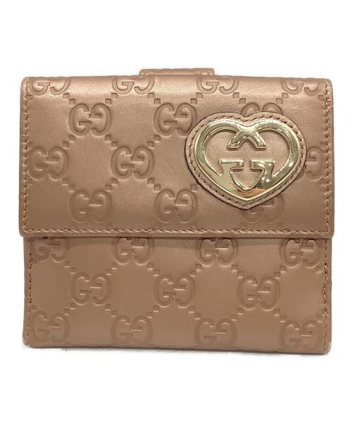 GUCCI（グッチ）GUCCI (グッチ) 2つ折り財布/グッチシマ ピンクの古着・服飾アイテム