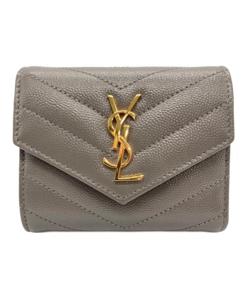 Saint Laurent Paris（サンローランパリ）Saint Laurent Paris (サンローランパリ) モノグラムマルチフォールドウォレット グレーの古着・服飾アイテム