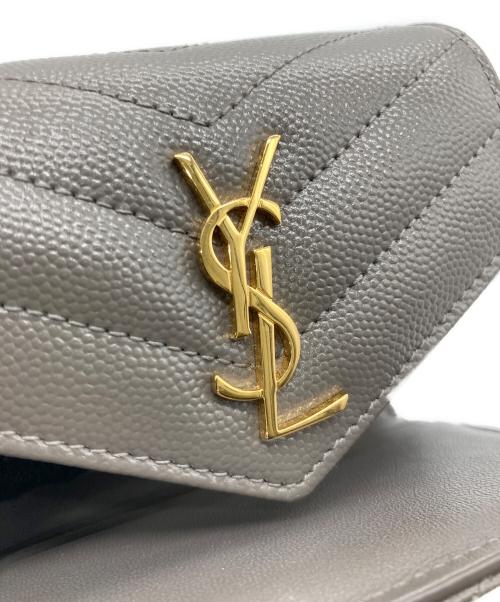 Saint Laurent Paris（サンローランパリ）Saint Laurent Paris (サンローランパリ) モノグラムマルチフォールドウォレット グレーの古着・服飾アイテム
