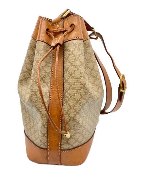 CELINE（セリーヌ）CELINE (セリーヌ) マカダム巾着ショルダーバッグ ブラウン×ベージュの古着・服飾アイテム