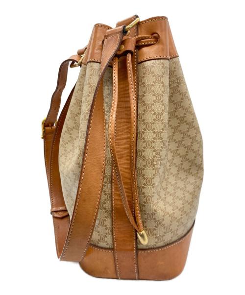 CELINE（セリーヌ）CELINE (セリーヌ) マカダム巾着ショルダーバッグ ブラウン×ベージュの古着・服飾アイテム