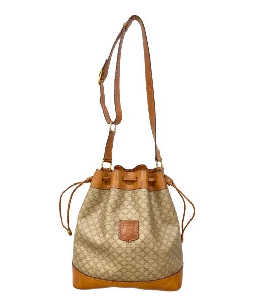 CELINE（セリーヌ）CELINE (セリーヌ) マカダム巾着ショルダーバッグ ブラウン×ベージュの古着・服飾アイテム