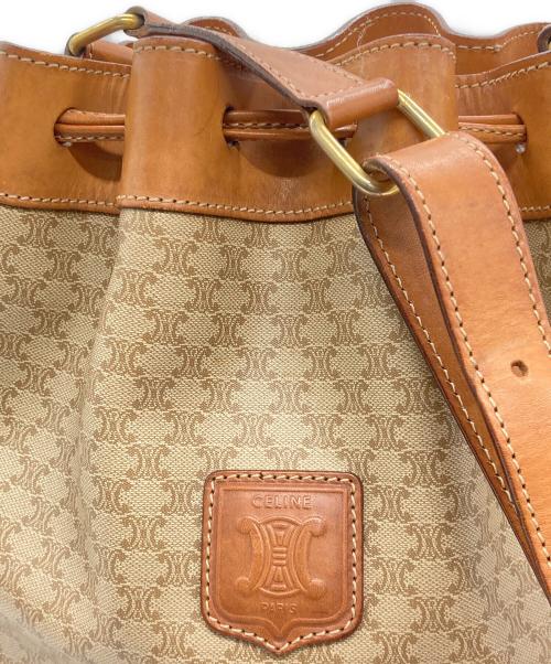 CELINE（セリーヌ）CELINE (セリーヌ) マカダム巾着ショルダーバッグ ブラウン×ベージュの古着・服飾アイテム
