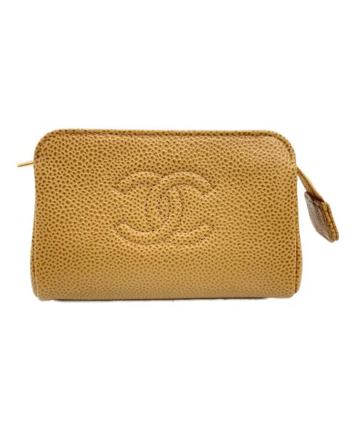 CHANEL（シャネル）CHANEL (シャネル) レザーポーチ ベージュの古着・服飾アイテム