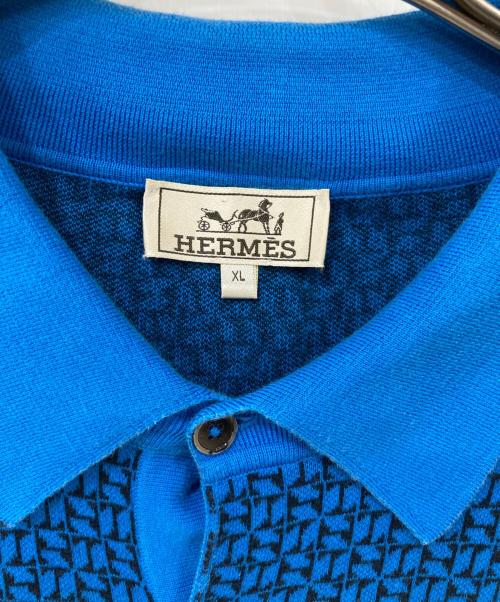 HERMES（エルメス）HERMES (エルメス) ポロシャツ ブルー×ブラック サイズ:XLサイズの古着・服飾アイテム