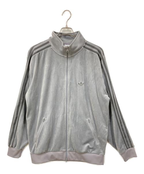 adidas（アディダス）adidas (アディダス) ベロアトラックジャケット グレー サイズ:Lの古着・服飾アイテム