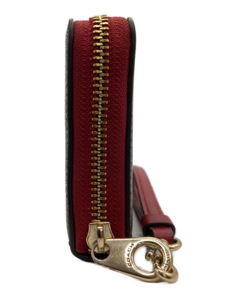 COACH（コーチ）COACH (コーチ) ロング ジップ アラウンド ウォレット レッド×ブラウンの古着・服飾アイテム