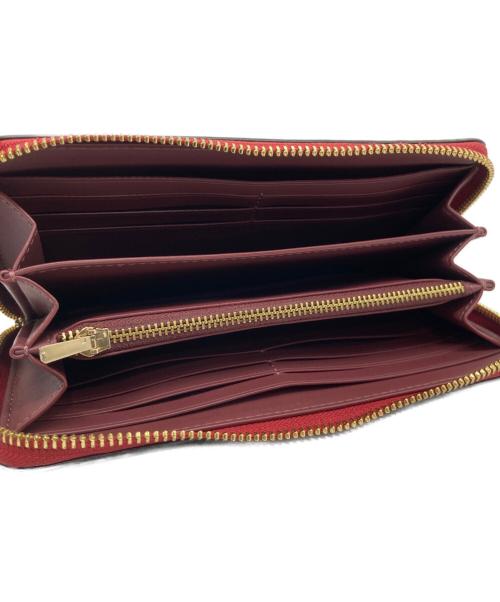 COACH（コーチ）COACH (コーチ) ロング ジップ アラウンド ウォレット レッド×ブラウンの古着・服飾アイテム
