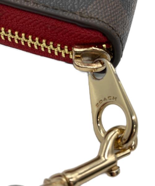 COACH（コーチ）COACH (コーチ) ロング ジップ アラウンド ウォレット レッド×ブラウンの古着・服飾アイテム