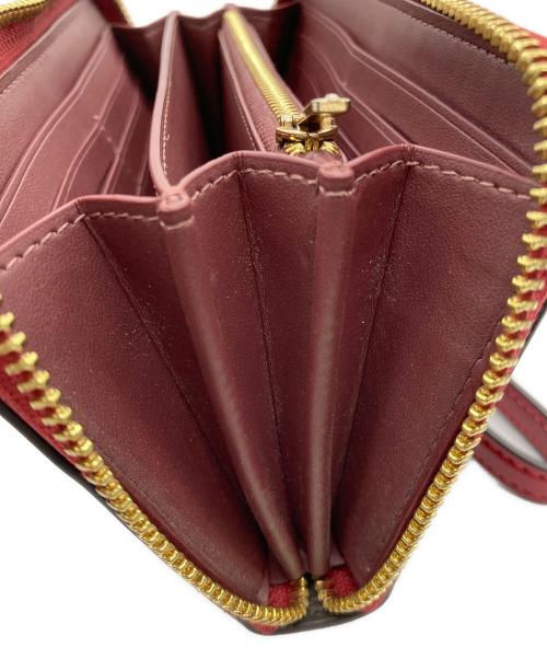 COACH（コーチ）COACH (コーチ) ロング ジップ アラウンド ウォレット レッド×ブラウンの古着・服飾アイテム