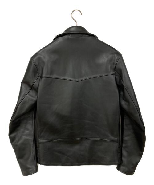 666 LEATHER WEAR（666レザーウェア）666 LEATHER WEAR (666レザーウェア) タイトフィット サイドベルト ライダースジャケット ブラック サイズ:SIZE 38の古着・服飾アイテム
