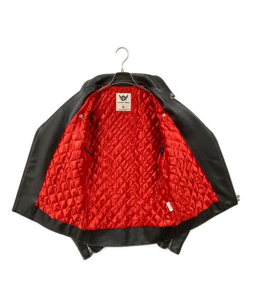 666 LEATHER WEAR（666レザーウェア）666 LEATHER WEAR (666レザーウェア) タイトフィット サイドベルト ライダースジャケット ブラック サイズ:SIZE 38の古着・服飾アイテム