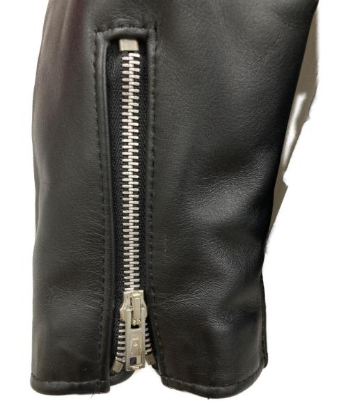 666 LEATHER WEAR（666レザーウェア）666 LEATHER WEAR (666レザーウェア) タイトフィット サイドベルト ライダースジャケット ブラック サイズ:SIZE 38の古着・服飾アイテム