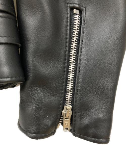 666 LEATHER WEAR（666レザーウェア）666 LEATHER WEAR (666レザーウェア) タイトフィット サイドベルト ライダースジャケット ブラック サイズ:SIZE 38の古着・服飾アイテム