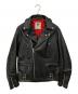 666 LEATHER WEAR（666レザーウェア）の古着「タイトフィット サイドベルト ライダースジャケット」｜ブラック