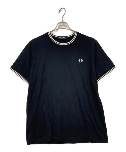 FRED PERRY（フレッドペリー）FRED PERRY (フレッドペリー) 半袖カットソー ブラック×ホワイト サイズ:Lサイズの古着・服飾アイテム