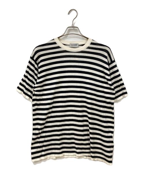 JOHN SMEDLEY（ジョンスメドレー）JOHN SMEDLEY (ジョンスメドレー) 半袖ニット ホワイト×ネイビー サイズ:Mの古着・服飾アイテム