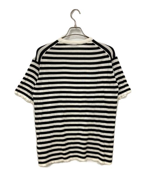 JOHN SMEDLEY（ジョンスメドレー）JOHN SMEDLEY (ジョンスメドレー) 半袖ニット ホワイト×ネイビー サイズ:Mの古着・服飾アイテム
