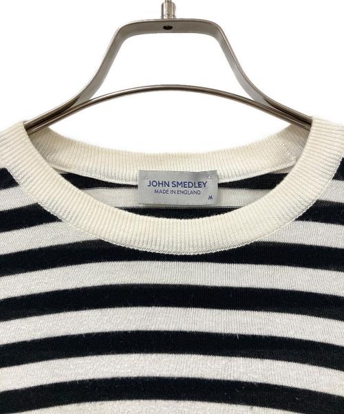 JOHN SMEDLEY（ジョンスメドレー）JOHN SMEDLEY (ジョンスメドレー) 半袖ニット ホワイト×ネイビー サイズ:Mの古着・服飾アイテム