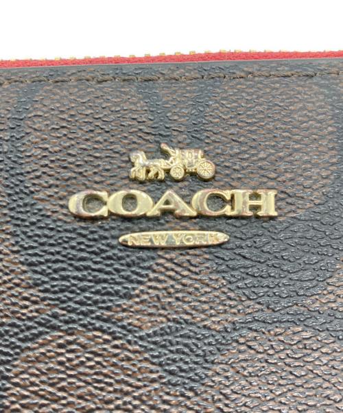 COACH（コーチ）COACH (コーチ) 長財布/シグネチャー ブラウン×レッドの古着・服飾アイテム