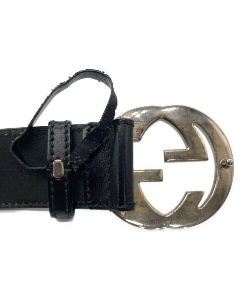 GUCCI（グッチ）GUCCI (グッチ) レザーベルト ブラック×シルバーカラーの古着・服飾アイテム