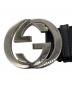 中古・古着 GUCCI (グッチ) レザーベルト ブラック×シルバーカラー：13000円