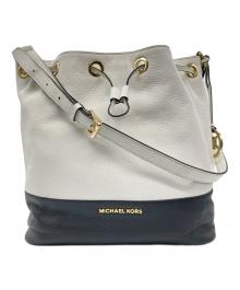 MICHAEL KORS（マイケルコース）の古着「巾着型ショルダーバッグ」｜ホワイト×ブラック