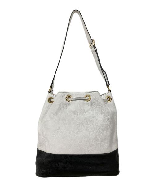 MICHAEL KORS（マイケルコース）MICHAEL KORS (マイケルコース) 巾着型ショルダーバッグ ホワイト×ブラックの古着・服飾アイテム