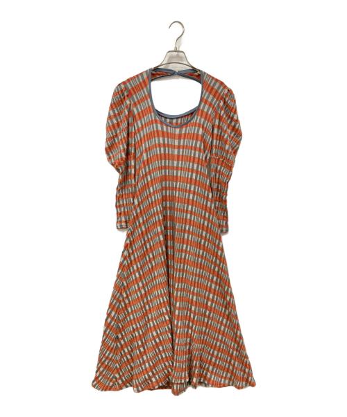 Ameri（アメリ）Ameri (アメリ) 長袖ワンピース オレンジ×レッド×グレー サイズ:SIZE Sの古着・服飾アイテム