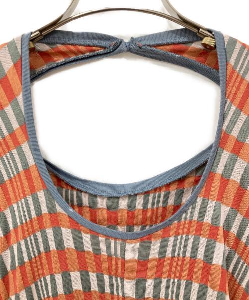 Ameri（アメリ）Ameri (アメリ) 長袖ワンピース オレンジ×レッド×グレー サイズ:SIZE Sの古着・服飾アイテム