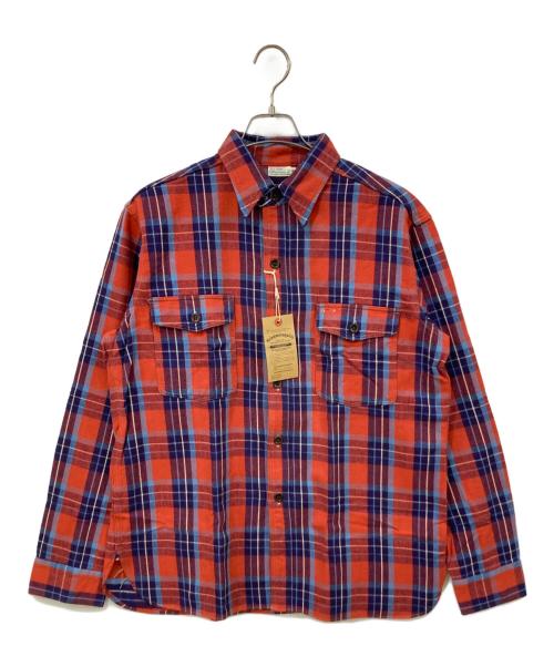 WAREHOUSE（ウエアハウス）WAREHOUSE (ウエアハウス) 長袖シャツ レッド×ネイビー サイズ:44 未使用品の古着・服飾アイテム