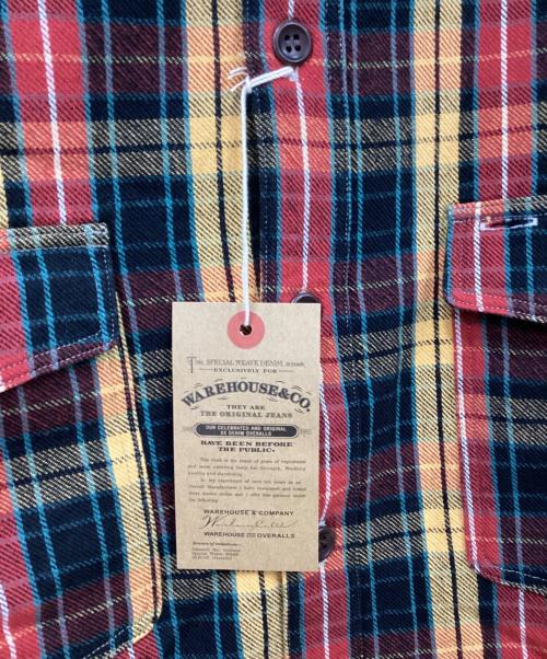 WAREHOUSE（ウエアハウス）WAREHOUSE (ウエアハウス) 長袖シャツ レッド×イエロー サイズ:SIZE 44の古着・服飾アイテム