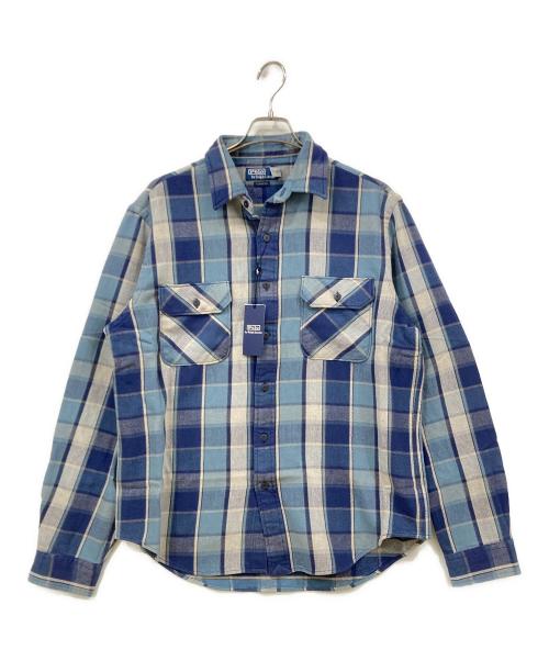 POLO BY RALPH LAUREN（ポロ バイ ラルフローレン）POLO BY RALPH LAUREN (ポロ バイ ラルフローレン) 長袖シャツ ブルー×グレー サイズ:Lサイズの古着・服飾アイテム