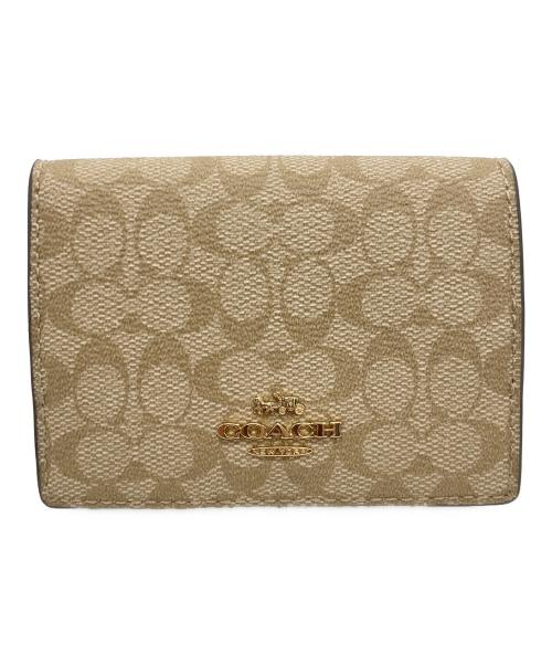 COACH（コーチ）COACH (コーチ) コンパクトウォレット ベージュ×ブラウンの古着・服飾アイテム