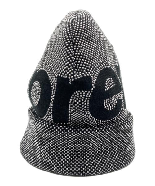 SUPREME（シュプリーム）SUPREME (シュプリーム) Studded Knockout Big Logo Beanie ブラック×シルバー サイズ:58cmの古着・服飾アイテム