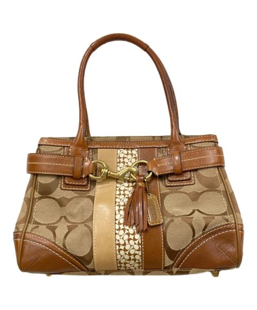 COACH（コーチ）COACH (コーチ) ハンドバッグ ブラウン×ベージュの古着・服飾アイテム