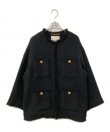 journal standard L'essage×GIOLICA（ジャーナルスタンダード レサージュ）の古着「ツイードBIGジャケット」｜ブラック