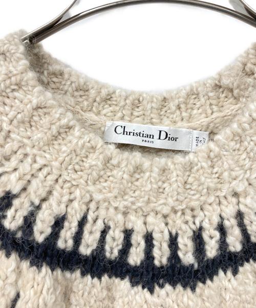 Christian Dior（クリスチャン ディオール）Christian Dior (クリスチャン ディオール) 厚手ニット ベージュ×ブラック サイズ:F 34の古着・服飾アイテム