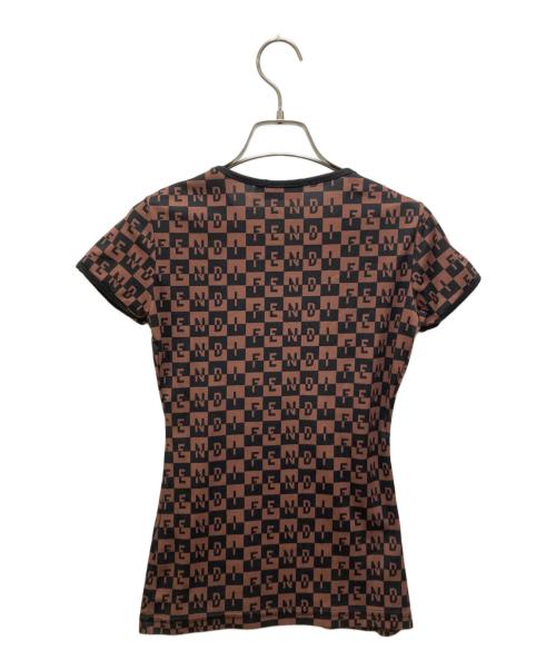 FENDI（フェンディ）FENDI (フェンディ) ロゴパターン半袖カットソー ブラウン×ブラック サイズ:40の古着・服飾アイテム